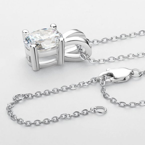 Certified 1ct. t.w. Moissanite Diamond Oval Pendant Necklace NEW - Picture 4 of 10